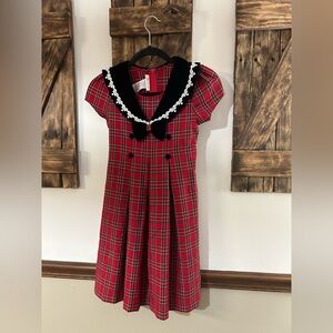 Vintage Bonnie Jean Girls Christmas Holiday Dress Long Sz 7 Red Velvet